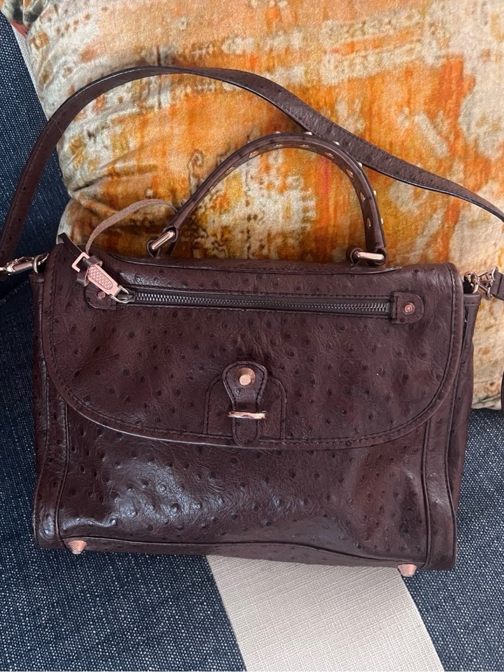 Rebecca Minkoff Dark Brown Textured Top-Handle Crossbody Bag